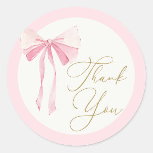 Baby Shower Girl with bow Classic Round Sticker