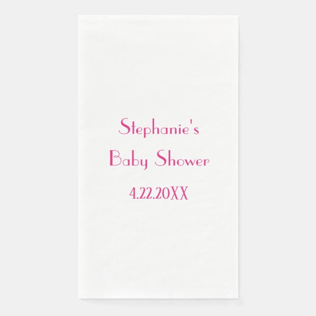 Baby Shower Girls Pink Custom Name 2024 Elegant Napkin (Front)