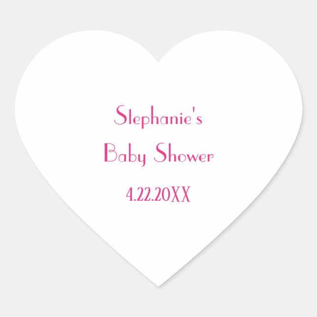 Baby Shower Girls Pink Custom Name Elegant 2024 Heart Sticker (Front)
