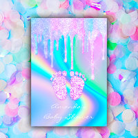Baby Shower Girly Feet Glitter Drips Unicorn Holog