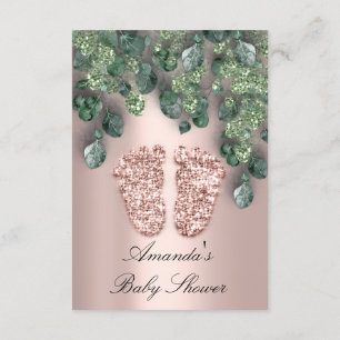 Baby Shower Glitter Feet Rose Eucalyptus Green VIP Invitation