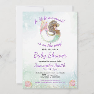 Baby Shower Glitter Little Mermaid Invitation