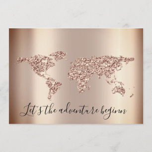 Baby Shower Glitter Rose Feet World Boy Girl Invitation