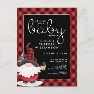 BABY SHOWER   Gnome Holiday Invitation Postcard