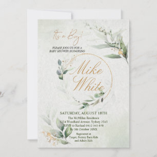 Baby Shower Gold and Green Design - It's a Boy Inv Invitation