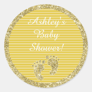 Baby Shower "Gold Baby Feet" Stickers 1 1/2" or 3"
