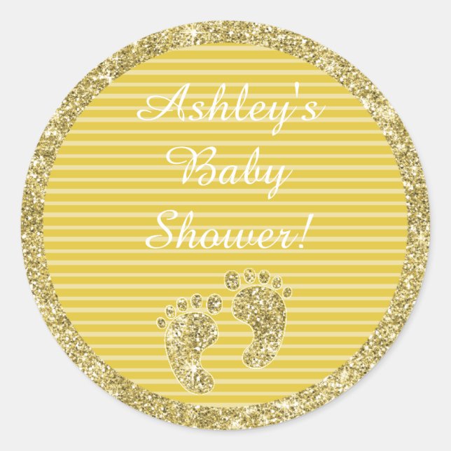 Baby Shower "Gold Baby Feet" Stickers 1 1/2" or 3" (Front)