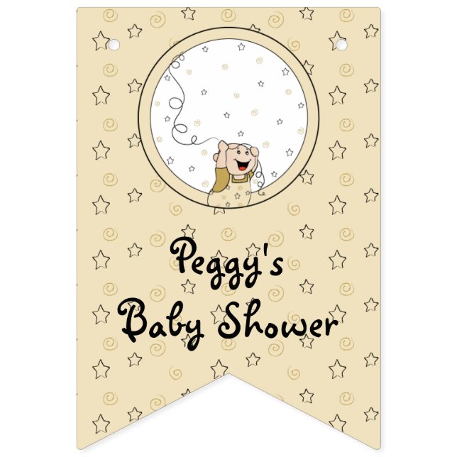 Baby Shower Gold/Black Stars, Swallowtail Banner (Sixteenth Flag)