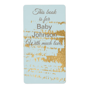 Baby Shower "Gold Classic/B" Bookplate Sheet of 8