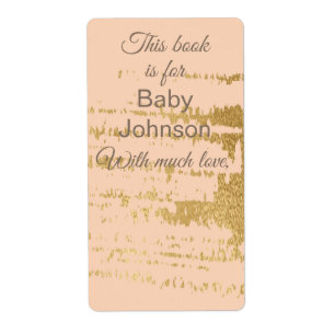 Baby Shower "Gold Classic/P" Bookplate Sheet of 8