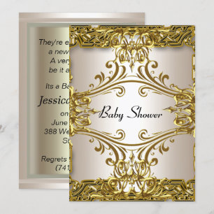 Baby Shower Gold Cream  Neutral Invitation