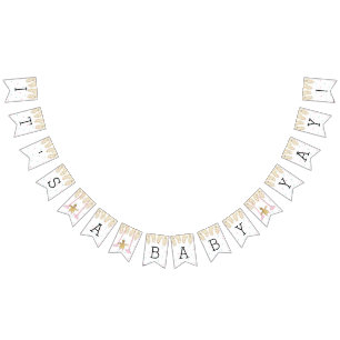 Baby Shower Gold Flamingo Baby, Swallowtail Banner