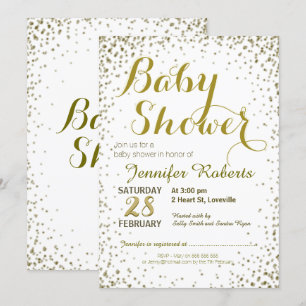 Baby Shower Gold Glitter Stars Invitation