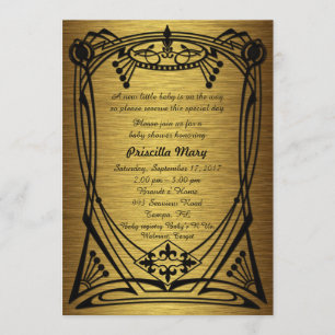 Baby Shower gold great-Gatsby. Invitation