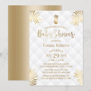 Baby Shower Gold Pineapple Elegant Tropical Invitation