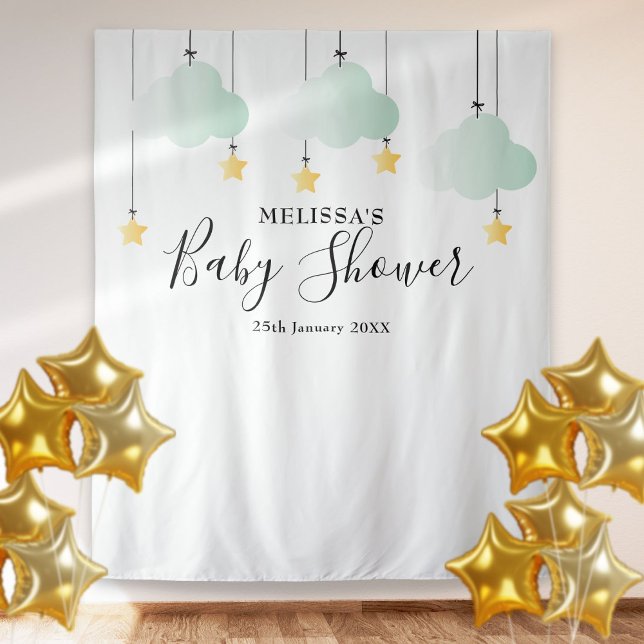 Baby Shower Gold Stars Photo Booth Backdrop Tapestry (Creator Uploaded)