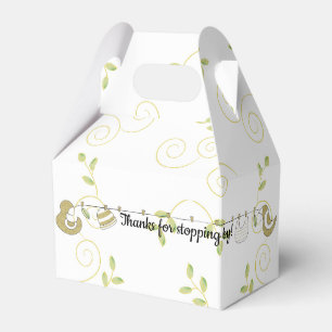 Baby Shower Golden Birds Gable Favour Box