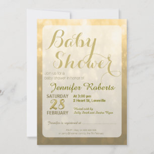 Baby Shower Golden Bokeh Lights Invitation