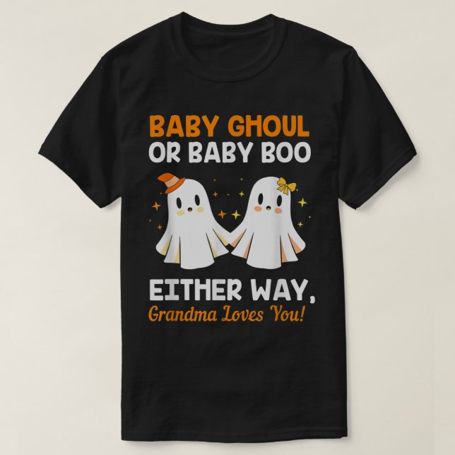 Baby Shower Grandma Halloween Gender Reveal Booy O T-Shirt (Design Front)