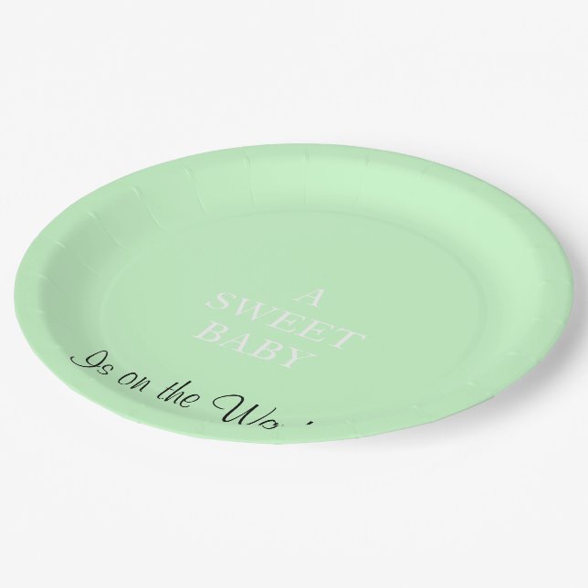 Baby Shower Green Orange Pumpkin Paper Plate (Angled)