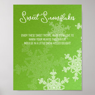 Baby Shower Green Snowflakes Treats Table Sign