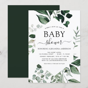 Baby Shower Greenery Botanical Watercolor Invitati Invitation