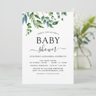 Baby Shower Greenery Botanical Watercolor Invitation