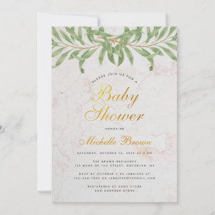 Baby Shower Greenery Elegant Script Gender Neutral Invitation