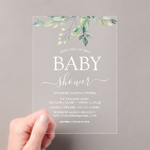 Baby Shower Greenery Eucalyptus  Acrylic Invitations
