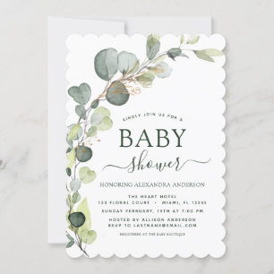 Baby Shower Greenery Eucalyptus Botanical Elegant Invitation
