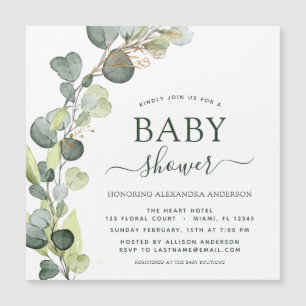 Baby Shower Greenery Eucalyptus Botanical Elegant Magnetic Invitation
