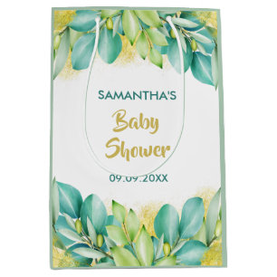 Baby Shower Greenery Eucalyptus Leaves Olive Medium Gift Bag