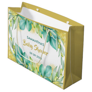 Baby Shower Greenery Eucalyptus Olive Branches Large Gift Bag