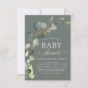 Baby Shower Greenery Eucalyptus Succulent Elegant Invitation