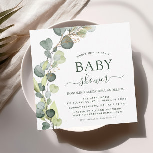 Baby Shower Greenery Eucalyptus Succulent Elegant Invitation
