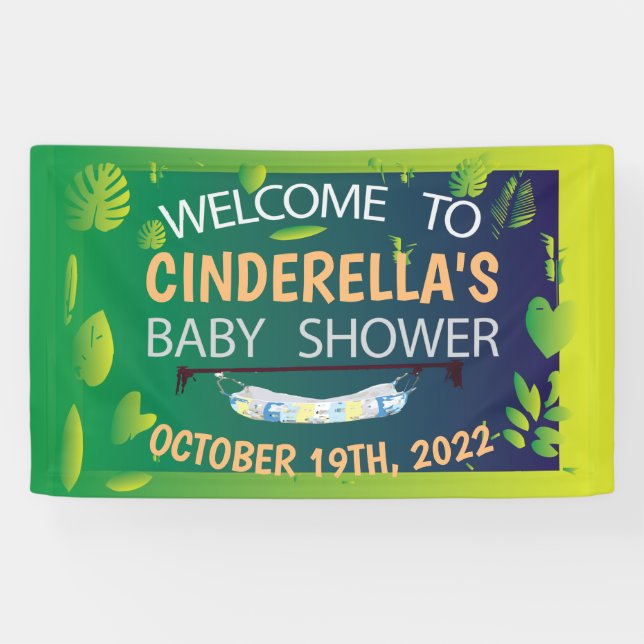 Baby Shower Greenery Leaves Welcome Banner (Horizontal)