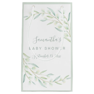 Baby Shower Greenery Trendy Watercolor Foliage Small Gift Bag