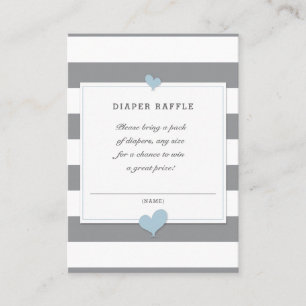 Baby Shower Grey Stripe Enclosure Diaper Raffle Business Card