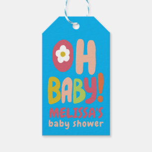 BABY SHOWER Groovy Daisies COLORFUL CUSTOM Gift Tags