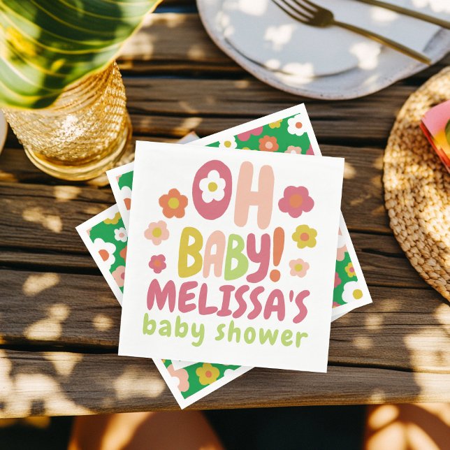 BABY SHOWER Groovy Daisies COLORFUL CUSTOM  Napkin (BABY SHOWER Groovy Daisies COLORFUL CUSTOM Napkins
)