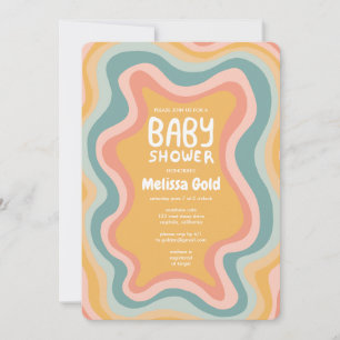 BABY SHOWER Groovy Pastel Curves CUSTOM Invitation