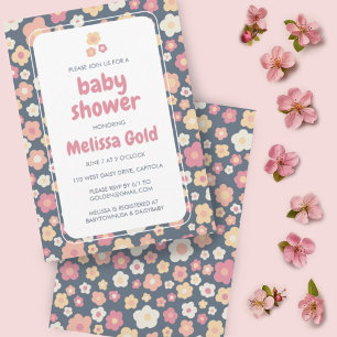 BABY SHOWER Groovy Sweet Daisy Floral CUSTOM Invitation