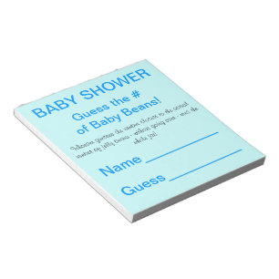 BABY SHOWER Guess Number of Baby Beans Game Blue Notepad