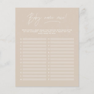 Baby shower guess the name modern beige