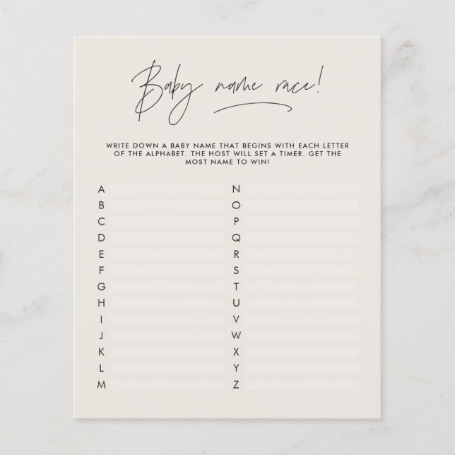 Baby shower guess the name modern cram black (Front)