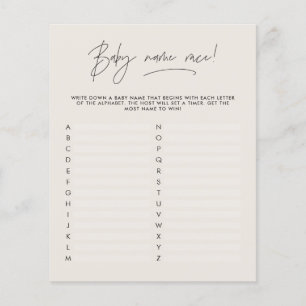 Baby shower guess the name modern cram black