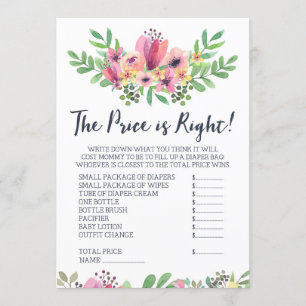 Baby Shower Guess the Price Game Invitation