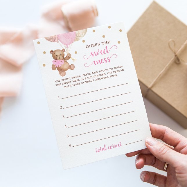 Baby Shower Guess The Sweet Mess Teddy Bear Card (Creator Uploaded)