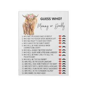 Baby Shower Guess Who Game Highland cow  Notepad