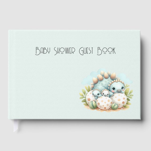 Baby Shower Guest Book Dinosaur Dino Mite Keepsake (Front)
